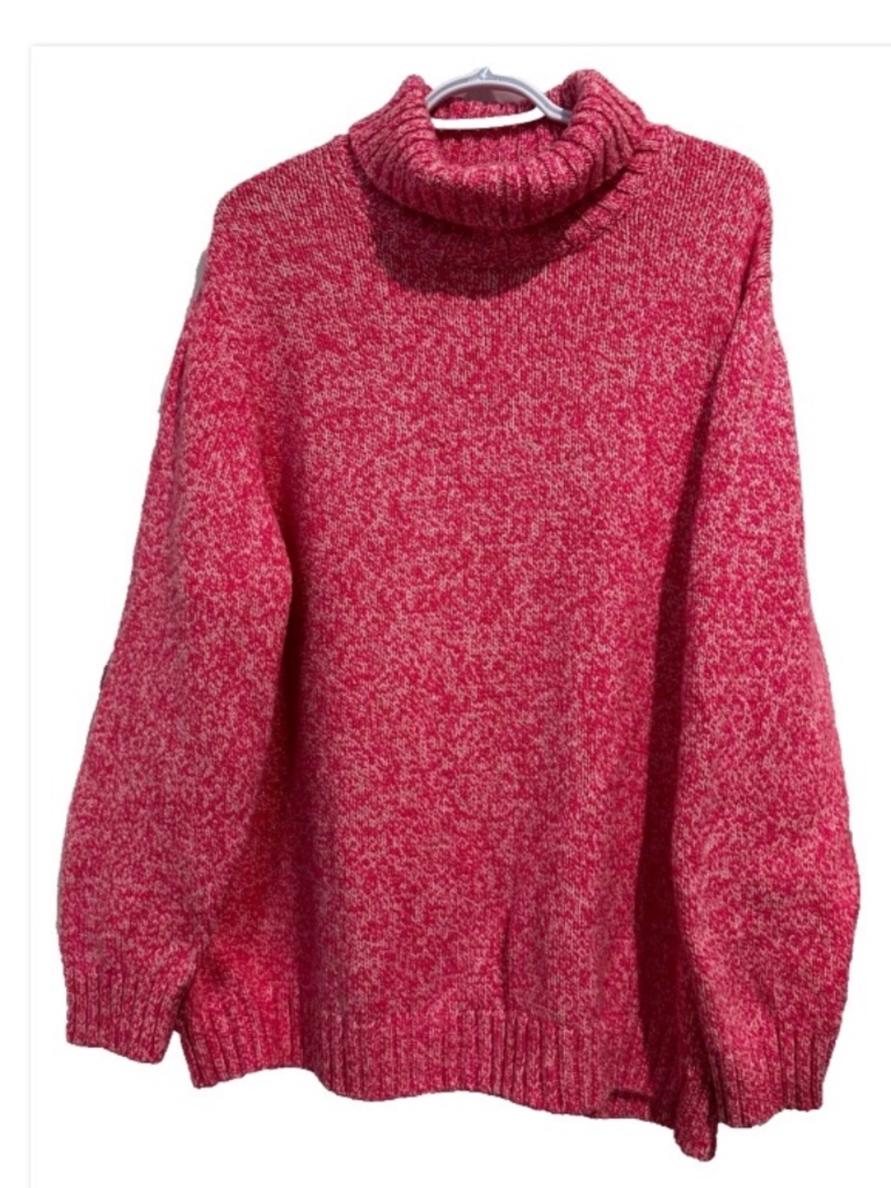 LandsEnd Women's SZ 3X 24W-26W 100% Cotton Marled PINK Knit Sweater